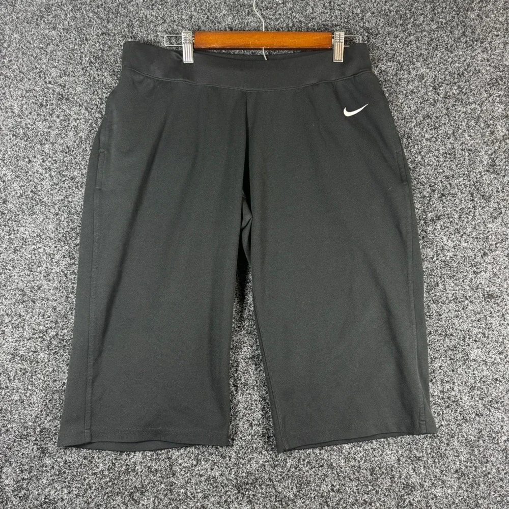 Nike Womens FIT DRY Athletic Capri Pants Black Training Crops Large RN56323